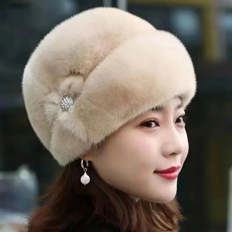 Hat Women's Winter Artificial Mink Hair Top Hat Fashion Leather Warm Hat Fur Bag Cap Natalia Home Fashion Natalia Home Fashion