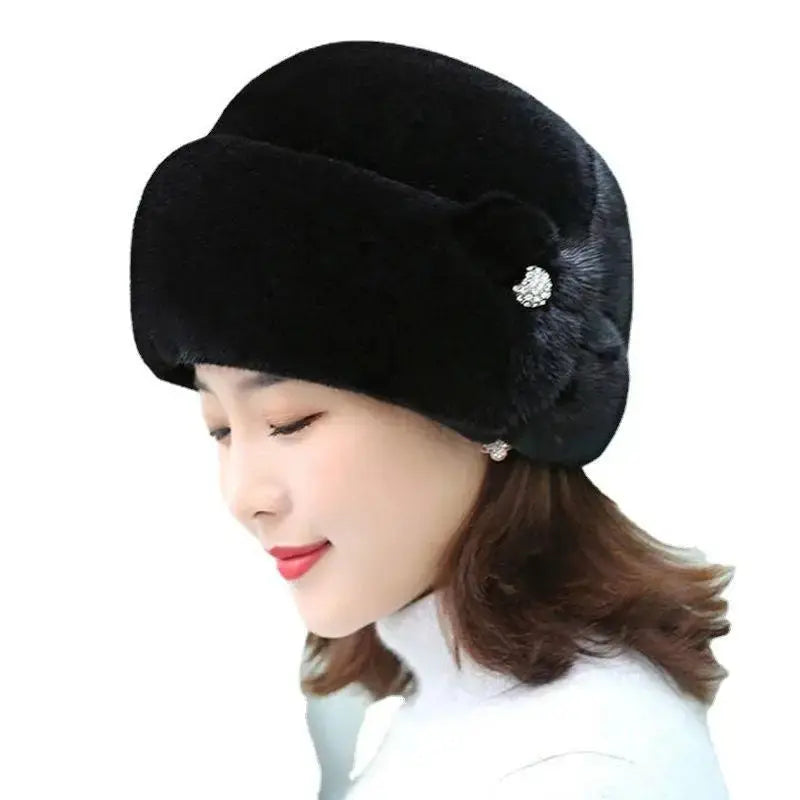 Hat Women's Winter Artificial Mink Hair Top Hat Fashion Leather Warm Hat Fur Bag Cap Natalia Home Fashion Natalia Home Fashion