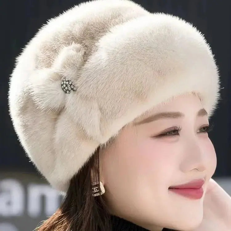Hat Women's Winter Artificial Mink Hair Top Hat Fashion Leather Warm Hat Fur Bag Cap Natalia Home Fashion Ivory Natalia Home Fashion