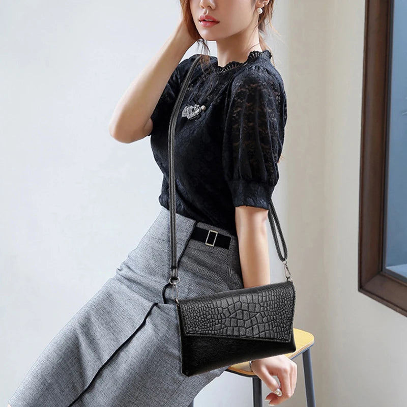Women Flap Messenger Bags Crocodile pattern Design Shoulder Bags PU Leather Lady Fashion Handbags Vintage Crossbody Bag