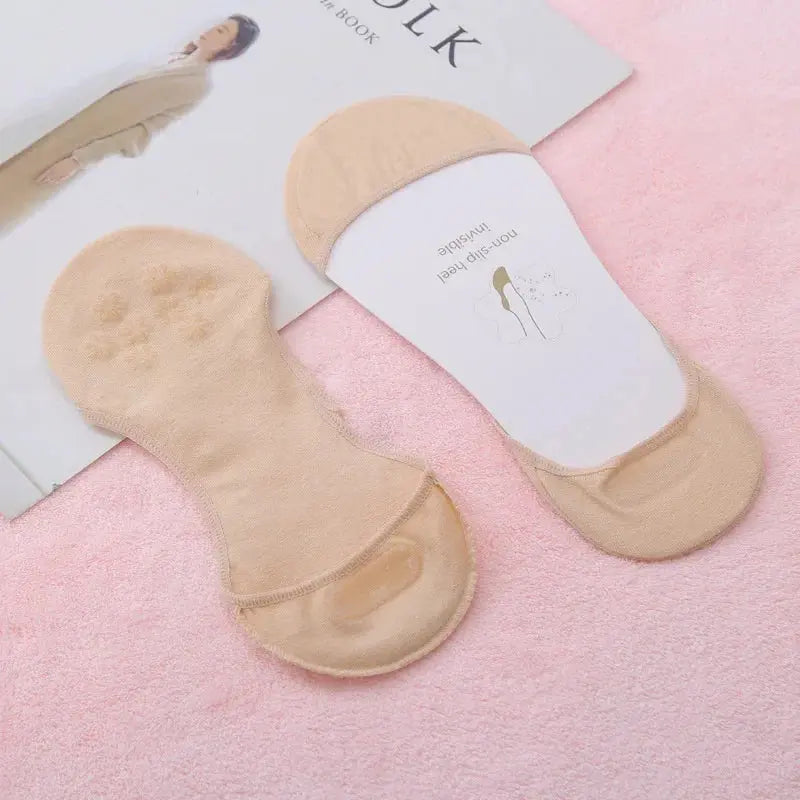 Invisible Boat Socks Women Girls Thin Breathable Cotton Sock Solid Color High Heels Shoes Non-slip Silicone Short Socks Natalia Home Fashion Skin-1pair Natalia Home Fashion