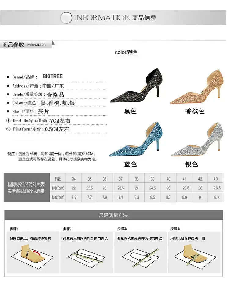 Luxury Heels For Women Wholesale Woman High Heel Shoes Glitter Pointed Toe Heels Sexy Night Club Pumps Lady Office Shoes Pumps Natalia Home Fashion