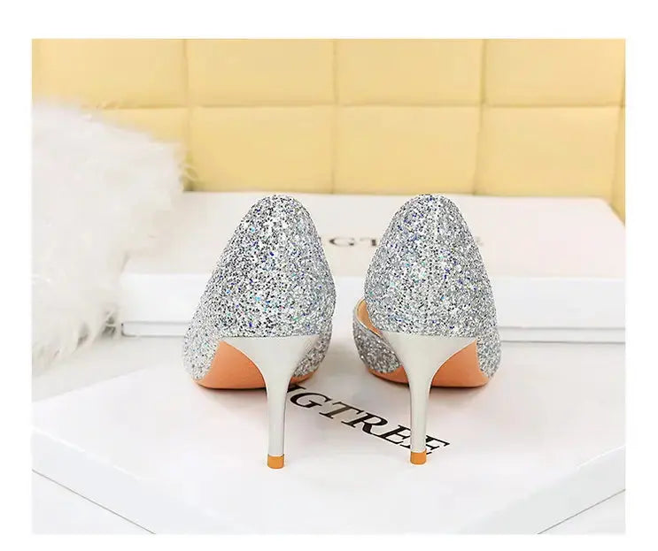 Luxury Heels For Women Wholesale Woman High Heel Shoes Glitter Pointed Toe Heels Sexy Night Club Pumps Lady Office Shoes Pumps Natalia Home Fashion