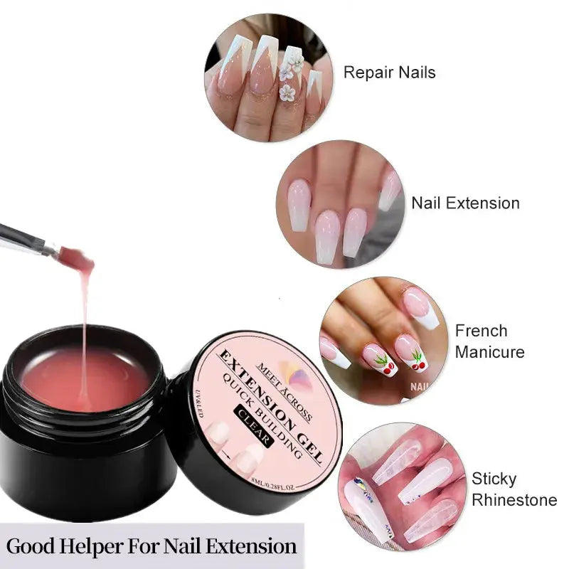MEET ACROSS 8ML Quick Extension Nail Gel Nude Milk White Gel Nail Polish UV Semi Permanent Nails Art For Manicure Tools Natalia Home Fashion Natalia Home Fashion