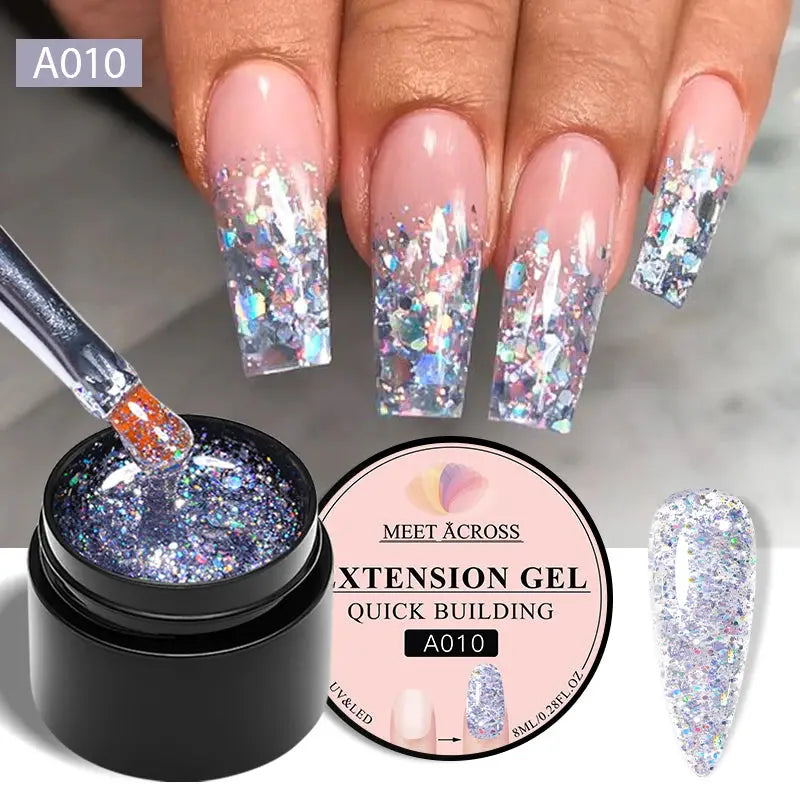 MEET ACROSS 8ML Quick Extension Nail Gel Nude Milk White Gel Nail Polish UV Semi Permanent Nails Art For Manicure Tools Natalia Home Fashion Extension-A010 Natalia Home Fashion