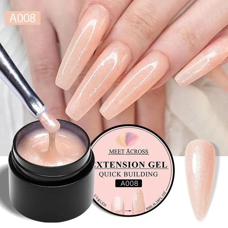 MEET ACROSS 8ML Quick Extension Nail Gel Nude Milk White Gel Nail Polish UV Semi Permanent Nails Art For Manicure Tools Natalia Home Fashion Extension-A008 Natalia Home Fashion
