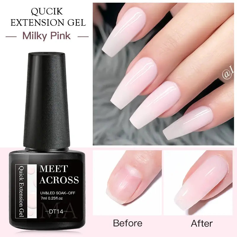 MEET ACROSS 8ML Quick Extension Nail Gel Nude Milk White Gel Nail Polish UV Semi Permanent Nails Art For Manicure Tools Natalia Home Fashion Extension-DT14 Natalia Home Fashion