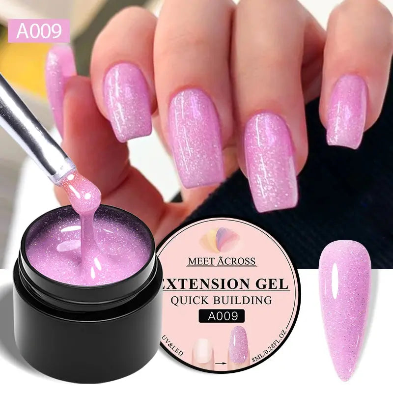 MEET ACROSS 8ML Quick Extension Nail Gel Nude Milk White Gel Nail Polish UV Semi Permanent Nails Art For Manicure Tools Natalia Home Fashion Extension-A009 Natalia Home Fashion