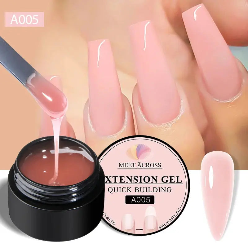 MEET ACROSS 8ML Quick Extension Nail Gel Nude Milk White Gel Nail Polish UV Semi Permanent Nails Art For Manicure Tools Natalia Home Fashion Extension-A005 Natalia Home Fashion