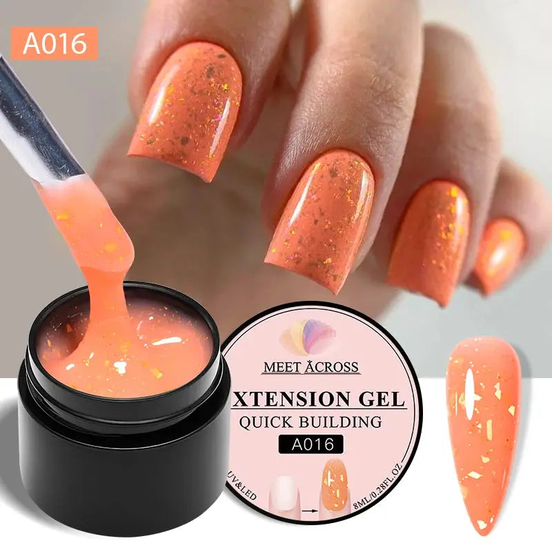 MEET ACROSS 8ML Quick Extension Nail Gel Nude Milk White Gel Nail Polish UV Semi Permanent Nails Art For Manicure Tools Natalia Home Fashion Extension-A016 Natalia Home Fashion