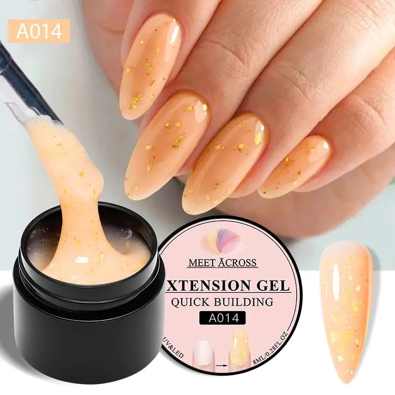 MEET ACROSS 8ML Quick Extension Nail Gel Nude Milk White Gel Nail Polish UV Semi Permanent Nails Art For Manicure Tools Natalia Home Fashion Extension-A014 Natalia Home Fashion