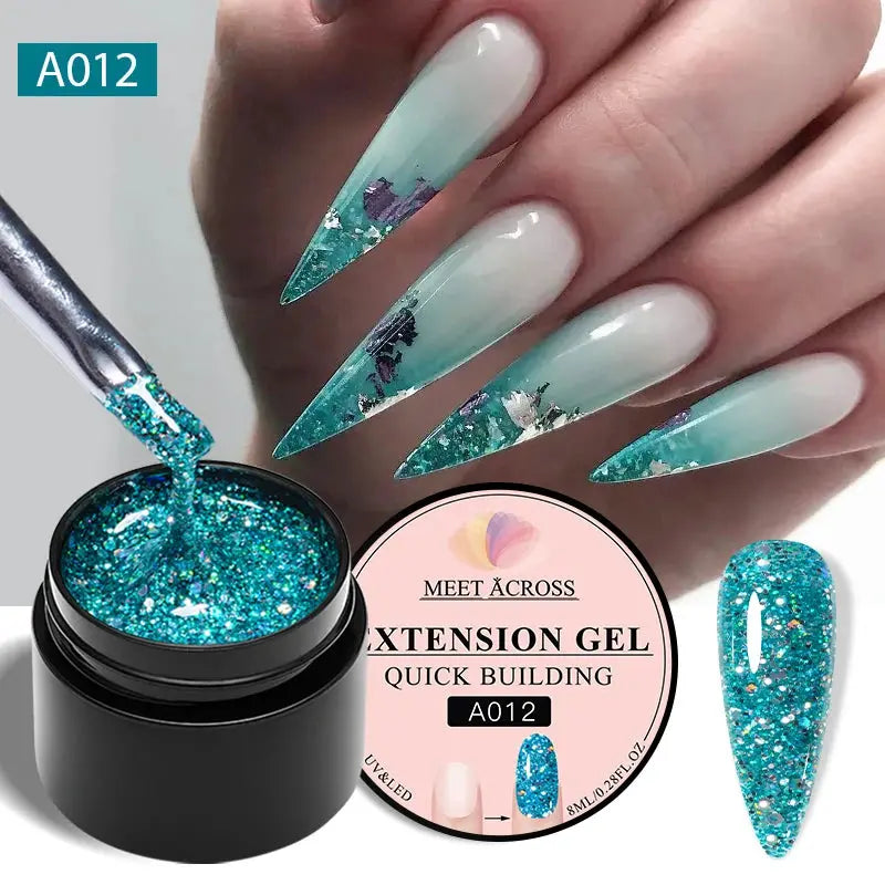 MEET ACROSS 8ML Quick Extension Nail Gel Nude Milk White Gel Nail Polish UV Semi Permanent Nails Art For Manicure Tools Natalia Home Fashion Extension-A012 Natalia Home Fashion