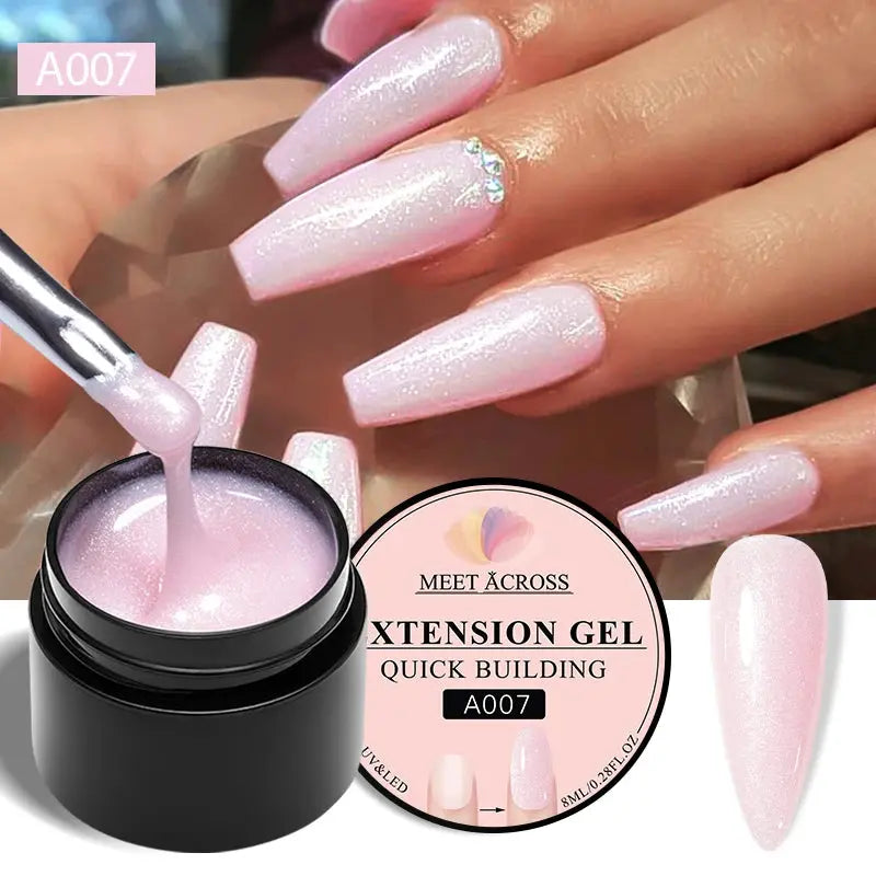 MEET ACROSS 8ML Quick Extension Nail Gel Nude Milk White Gel Nail Polish UV Semi Permanent Nails Art For Manicure Tools Natalia Home Fashion Extension-A007 Natalia Home Fashion
