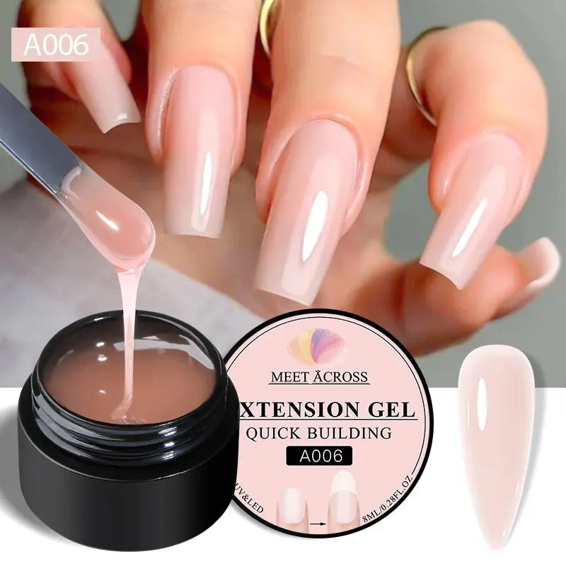 MEET ACROSS 8ML Quick Extension Nail Gel Nude Milk White Gel Nail Polish UV Semi Permanent Nails Art For Manicure Tools Natalia Home Fashion Extension-A006 Natalia Home Fashion