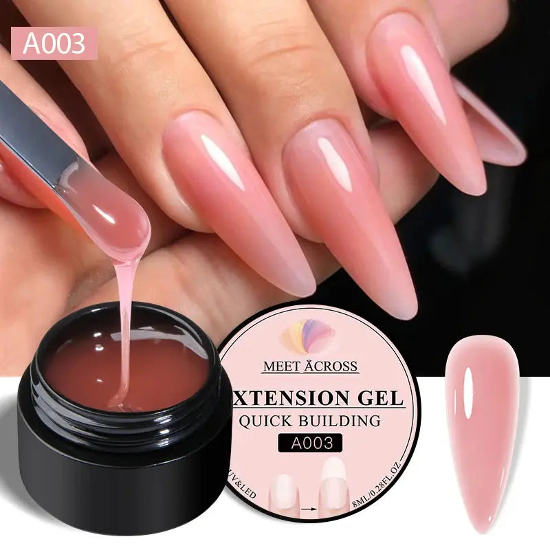 MEET ACROSS 8ML Quick Extension Nail Gel Nude Milk White Gel Nail Polish UV Semi Permanent Nails Art For Manicure Tools Natalia Home Fashion Extension-A003 Natalia Home Fashion
