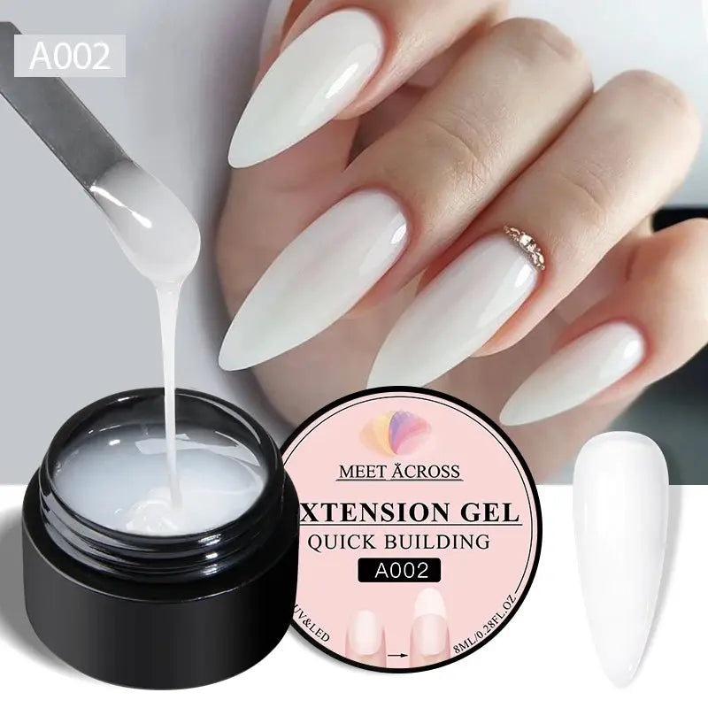 MEET ACROSS 8ML Quick Extension Nail Gel Nude Milk White Gel Nail Polish UV Semi Permanent Nails Art For Manicure Tools Natalia Home Fashion Extension-A002 Natalia Home Fashion
