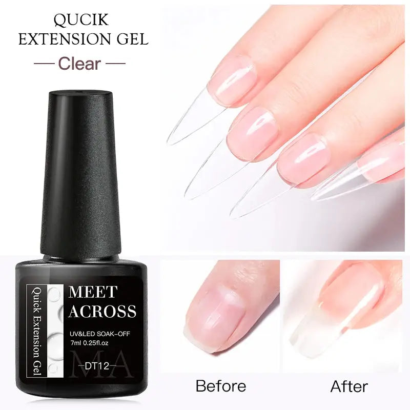 MEET ACROSS 8ML Quick Extension Nail Gel Nude Milk White Gel Nail Polish UV Semi Permanent Nails Art For Manicure Tools Natalia Home Fashion Extension-DT12 Natalia Home Fashion