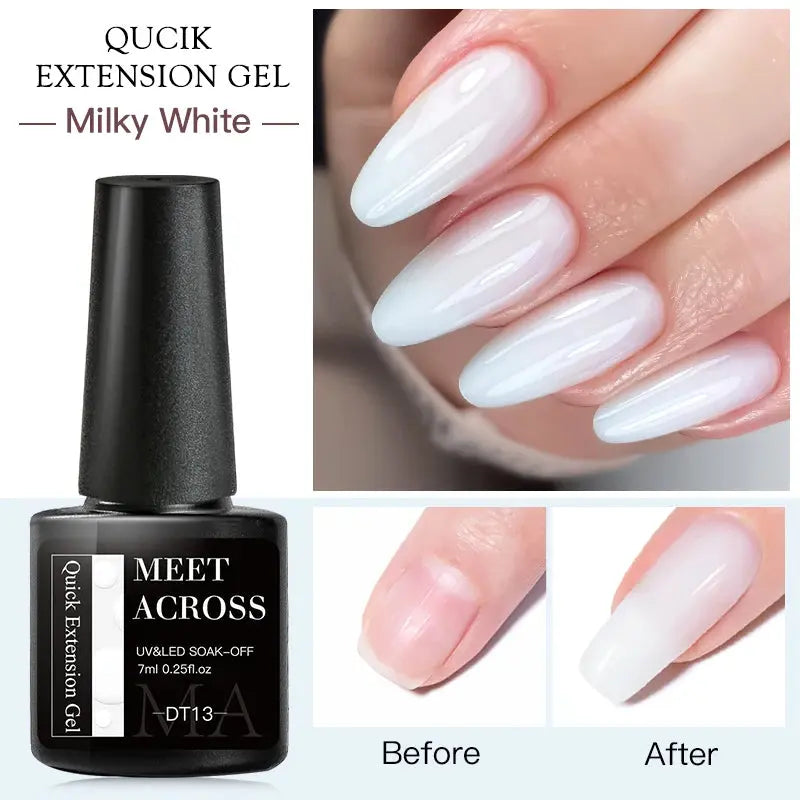 MEET ACROSS 8ML Quick Extension Nail Gel Nude Milk White Gel Nail Polish UV Semi Permanent Nails Art For Manicure Tools Natalia Home Fashion Extension-DT13 Natalia Home Fashion