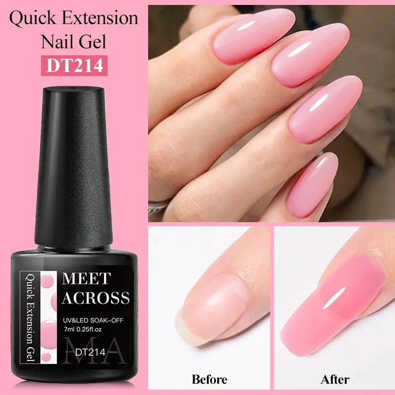 MEET ACROSS 8ML Quick Extension Nail Gel Nude Milk White Gel Nail Polish UV Semi Permanent Nails Art For Manicure Tools Natalia Home Fashion Extension-DT214 Natalia Home Fashion