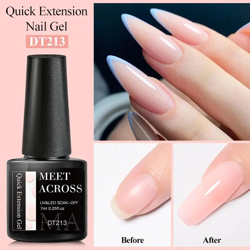 MEET ACROSS 8ML Quick Extension Nail Gel Nude Milk White Gel Nail Polish UV Semi Permanent Nails Art For Manicure Tools Natalia Home Fashion Extension-DT213 Natalia Home Fashion
