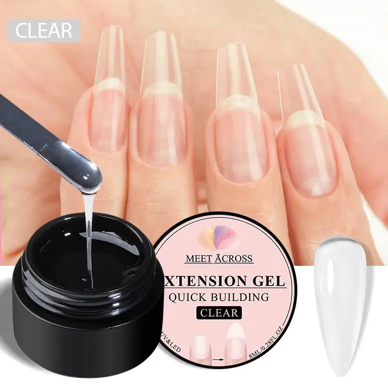 MEET ACROSS 8ML Quick Extension Nail Gel Nude Milk White Gel Nail Polish UV Semi Permanent Nails Art For Manicure Tools Natalia Home Fashion Extension-A001 Natalia Home Fashion