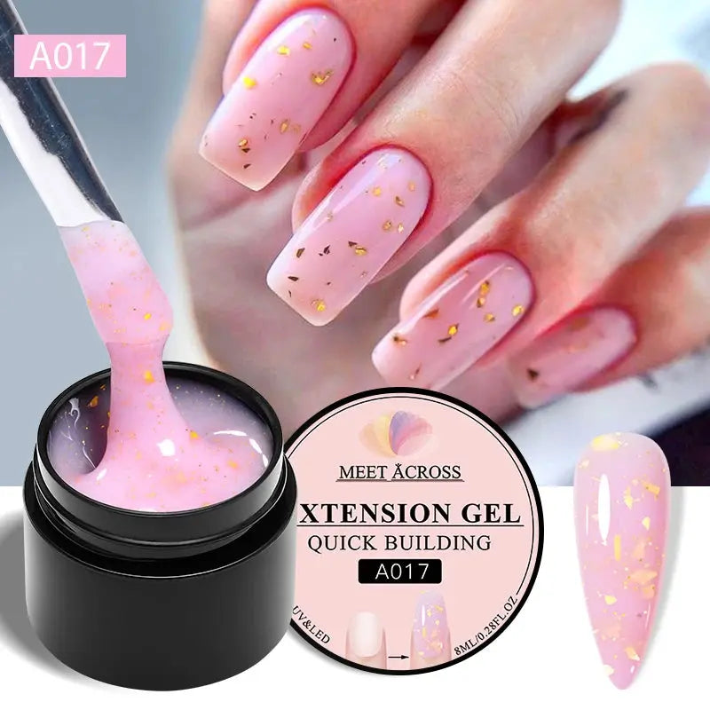 MEET ACROSS 8ML Quick Extension Nail Gel Nude Milk White Gel Nail Polish UV Semi Permanent Nails Art For Manicure Tools Natalia Home Fashion Extension-A017 Natalia Home Fashion
