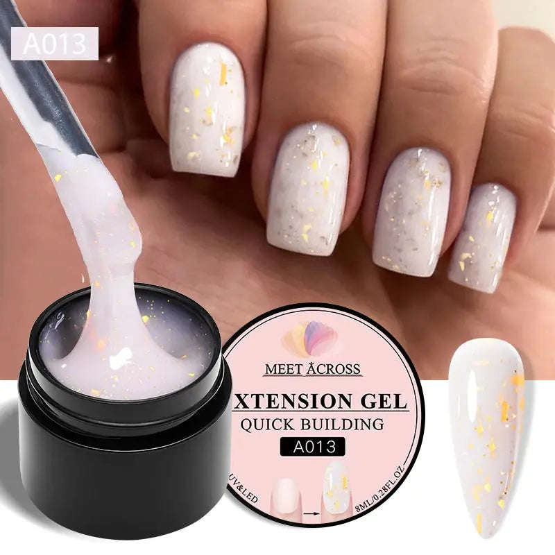 MEET ACROSS 8ML Quick Extension Nail Gel Nude Milk White Gel Nail Polish UV Semi Permanent Nails Art For Manicure Tools Natalia Home Fashion Extension-A013 Natalia Home Fashion