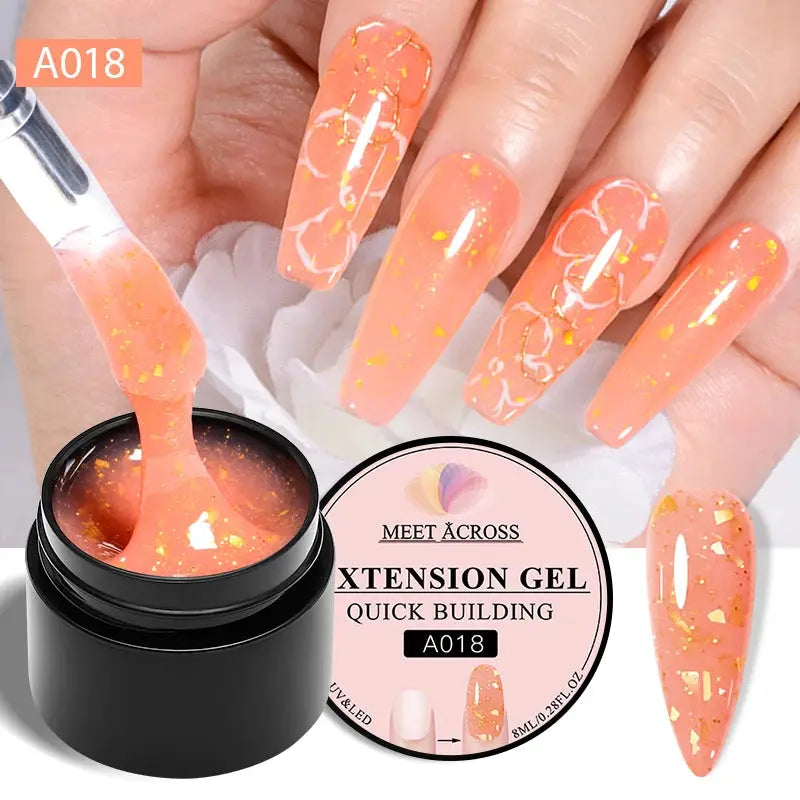 MEET ACROSS 8ML Quick Extension Nail Gel Nude Milk White Gel Nail Polish UV Semi Permanent Nails Art For Manicure Tools Natalia Home Fashion Extension-A018 Natalia Home Fashion