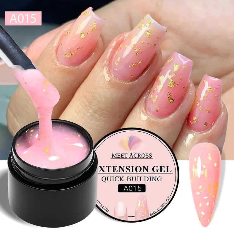 MEET ACROSS 8ML Quick Extension Nail Gel Nude Milk White Gel Nail Polish UV Semi Permanent Nails Art For Manicure Tools Natalia Home Fashion Extension-A015 Natalia Home Fashion