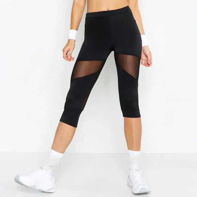 Mesh Patchwork Leggings Women's Black Jeggings Leggings Women Elastic Pant Capri Women Fitness Pants Natalia Home Fashion Natalia Home Fashion