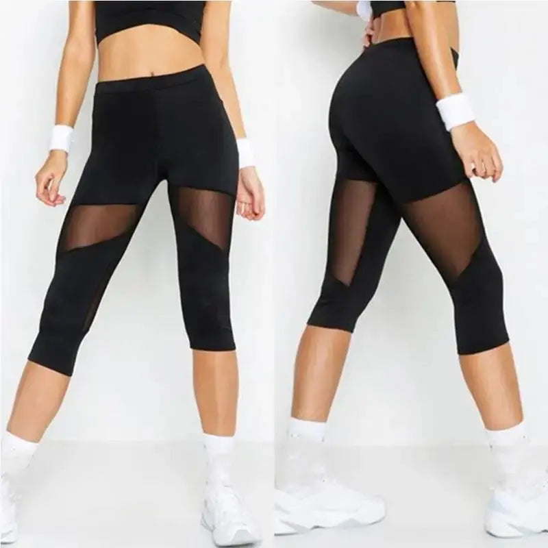 Mesh Patchwork Leggings Women's Black Jeggings Leggings Women Elastic Pant Capri Women Fitness Pants Natalia Home Fashion Natalia Home Fashion