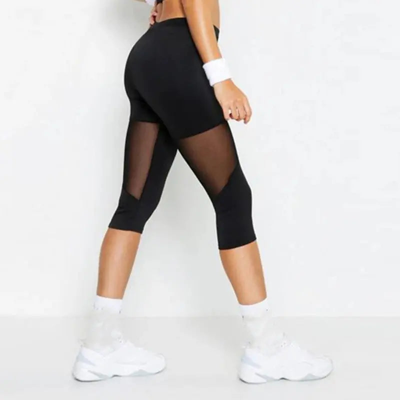 Mesh Patchwork Leggings Women's Black Jeggings Leggings Women Elastic Pant Capri Women Fitness Pants Natalia Home Fashion Natalia Home Fashion