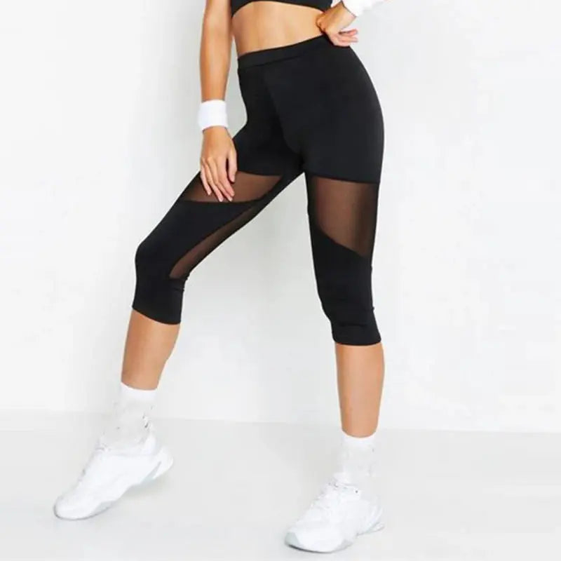 Mesh Patchwork Leggings Women's Black Jeggings Leggings Women Elastic Pant Capri Women Fitness Pants Natalia Home Fashion Natalia Home Fashion