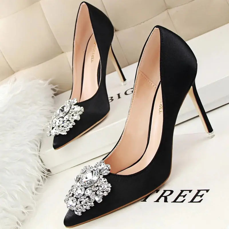 Metal Rhinestones Woman Pumps Wedding Shoes High Heels Shoes Gold Silver Sexy Party Shoes Natalia Home Fashion Natalia Home Fashion