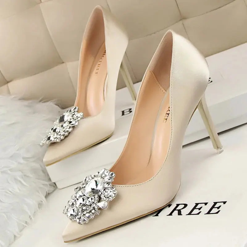 Metal Rhinestones Woman Pumps Wedding Shoes High Heels Shoes Gold Silver Sexy Party Shoes Natalia Home Fashion 1-516-5-gold-41 Natalia Home Fashion