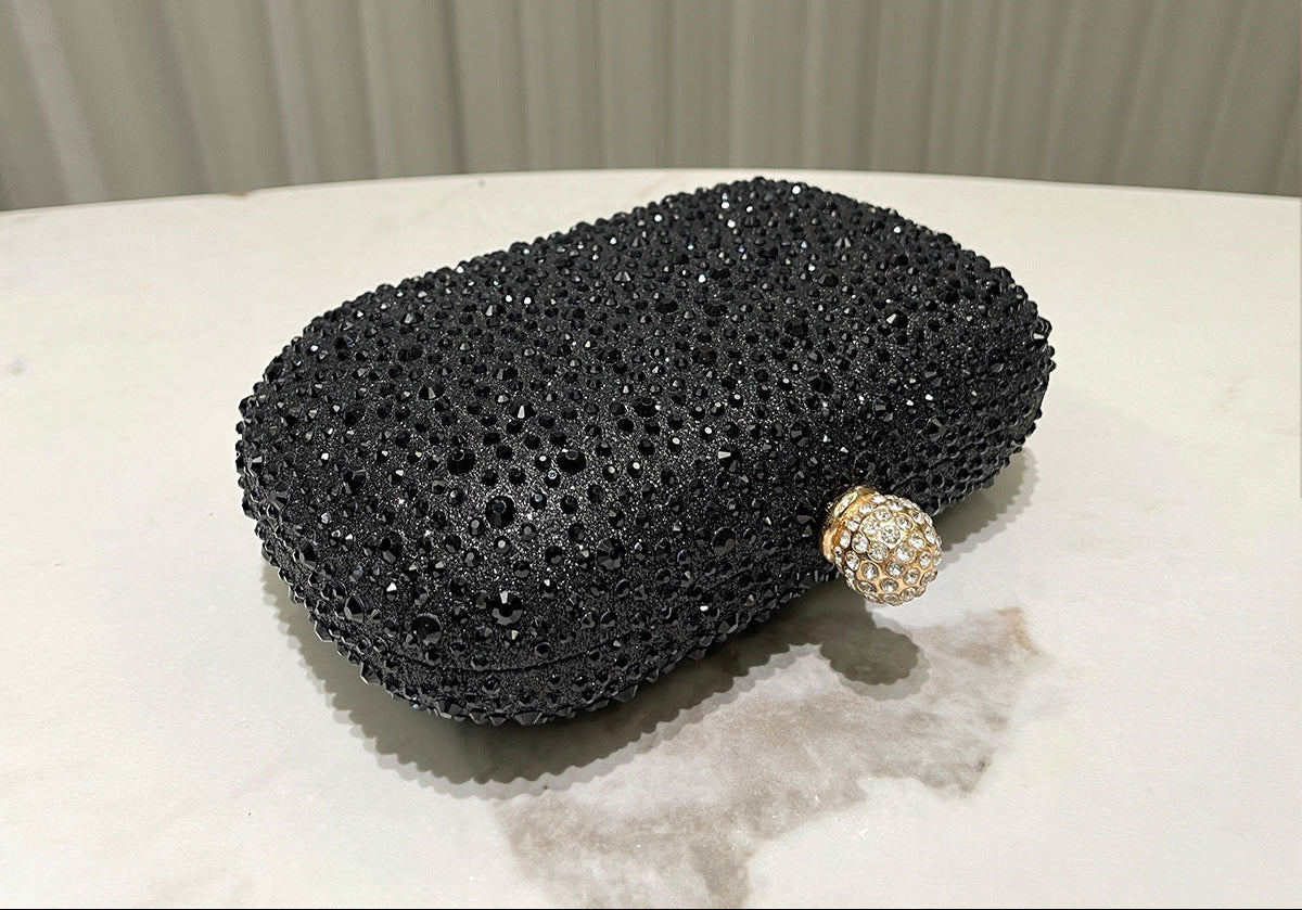 Women Rhinestone Purse Women's Round Box Shaped Evening Bags Elegant Formal Party Stylish Ladies Handbag Silver Clutch