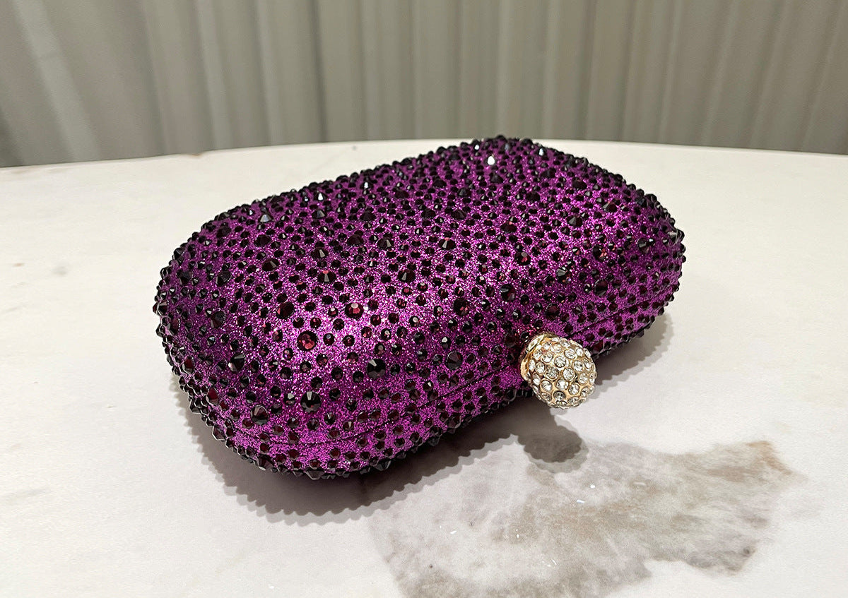 Women Rhinestone Purse Women's Round Box Shaped Evening Bags Elegant Formal Party Stylish Ladies Handbag Silver Clutch