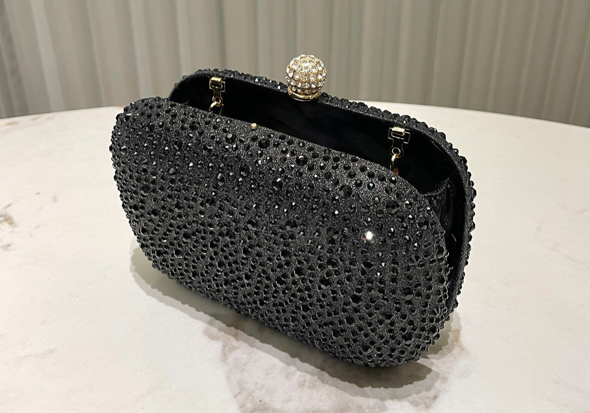 Women Rhinestone Purse Women's Round Box Shaped Evening Bags Elegant Formal Party Stylish Ladies Handbag Silver Clutch