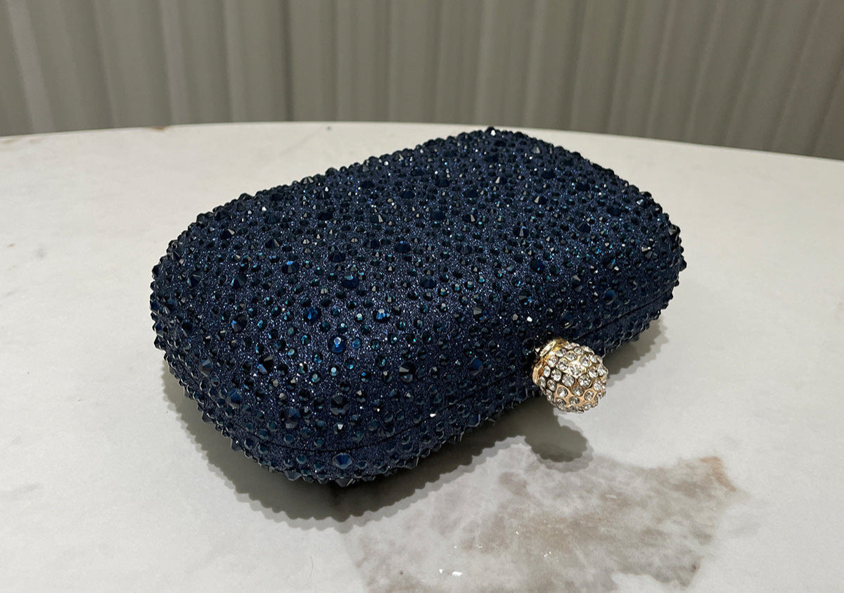 Women Rhinestone Purse Women's Round Box Shaped Evening Bags Elegant Formal Party Stylish Ladies Handbag Silver Clutch