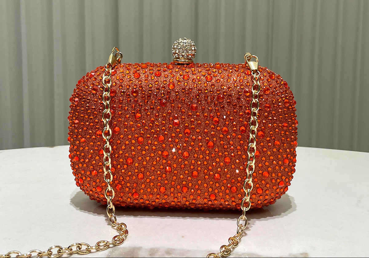 Women Rhinestone Purse Women's Round Box Shaped Evening Bags Elegant Formal Party Stylish Ladies Handbag Silver Clutch