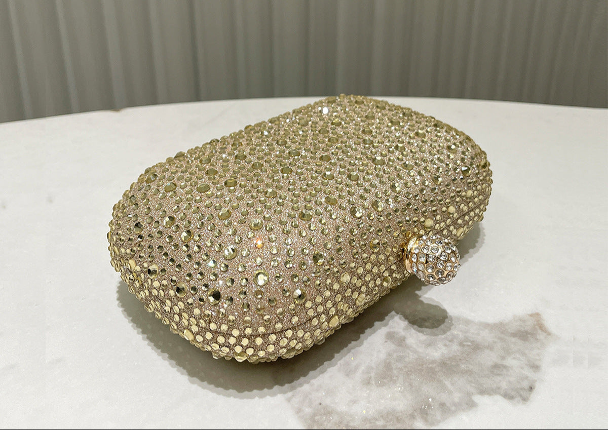Women Rhinestone Purse Women's Round Box Shaped Evening Bags Elegant Formal Party Stylish Ladies Handbag Silver Clutch