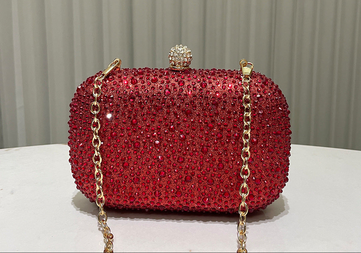 Women Rhinestone Purse Women's Round Box Shaped Evening Bags Elegant Formal Party Stylish Ladies Handbag Silver Clutch
