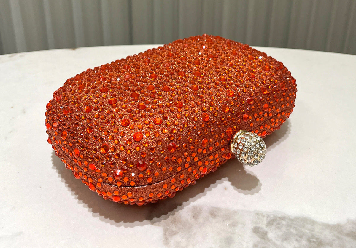 Women Rhinestone Purse Women's Round Box Shaped Evening Bags Elegant Formal Party Stylish Ladies Handbag Silver Clutch