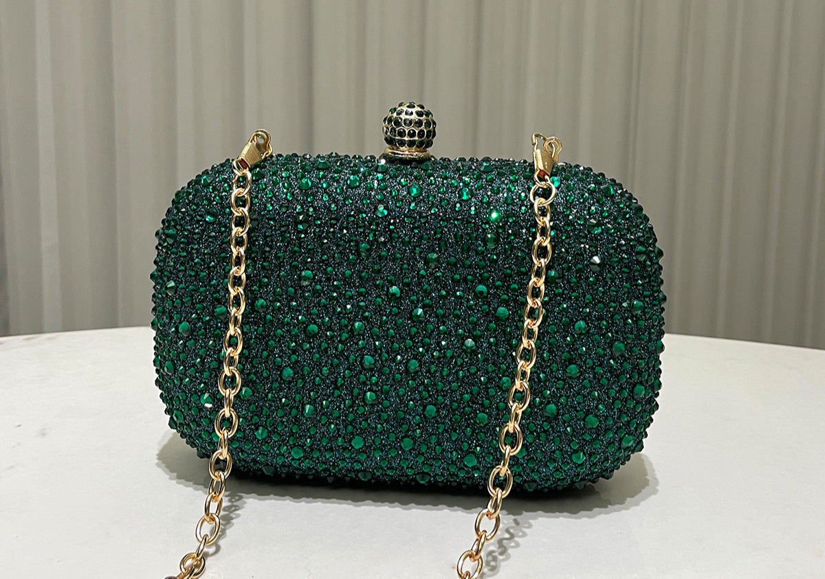 Women Rhinestone Purse Women's Round Box Shaped Evening Bags Elegant Formal Party Stylish Ladies Handbag Silver Clutch