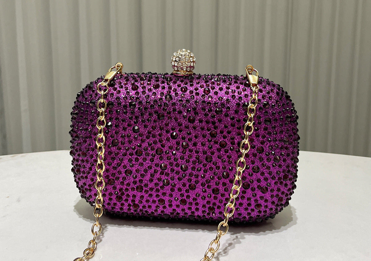 Women Rhinestone Purse Women's Round Box Shaped Evening Bags Elegant Formal Party Stylish Ladies Handbag Silver Clutch