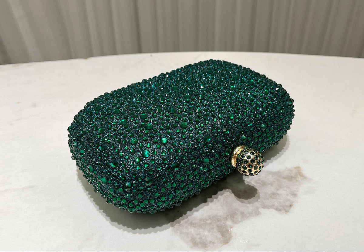 Women Rhinestone Purse Women's Round Box Shaped Evening Bags Elegant Formal Party Stylish Ladies Handbag Silver Clutch
