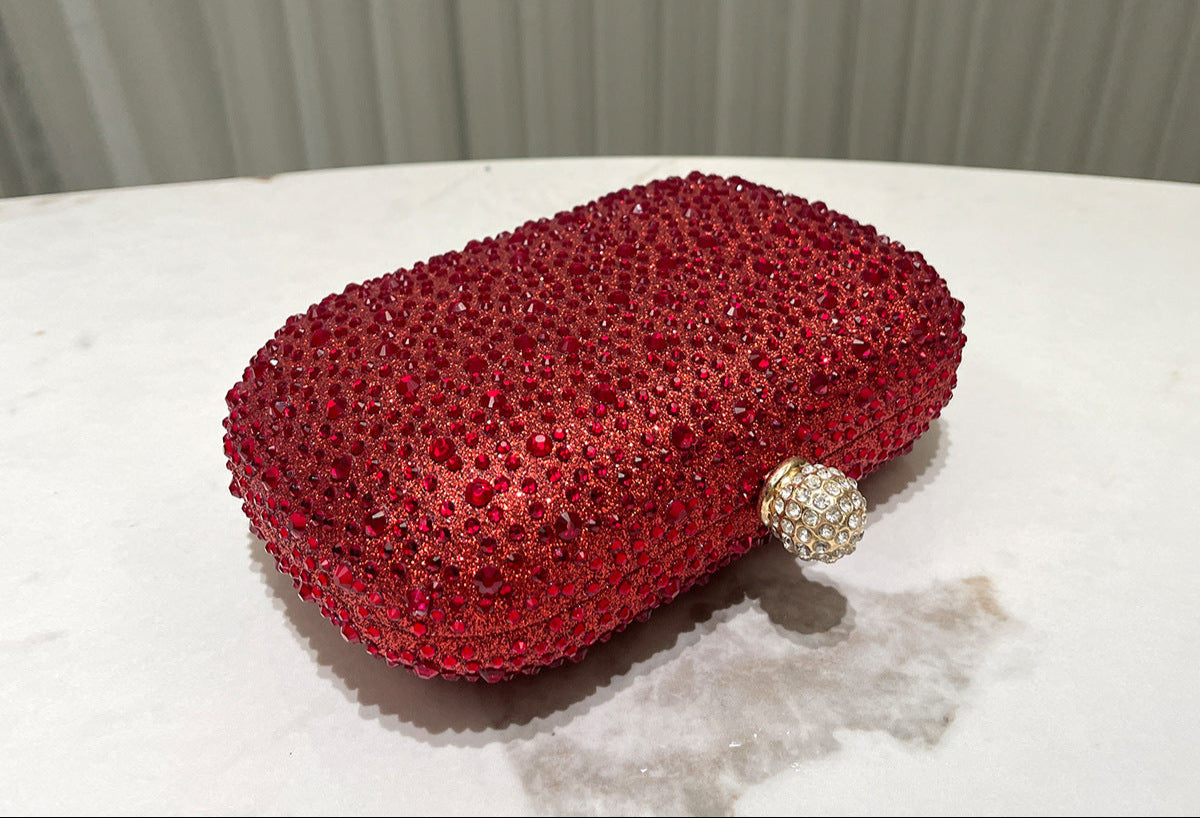 Women Rhinestone Purse Women's Round Box Shaped Evening Bags Elegant Formal Party Stylish Ladies Handbag Silver Clutch