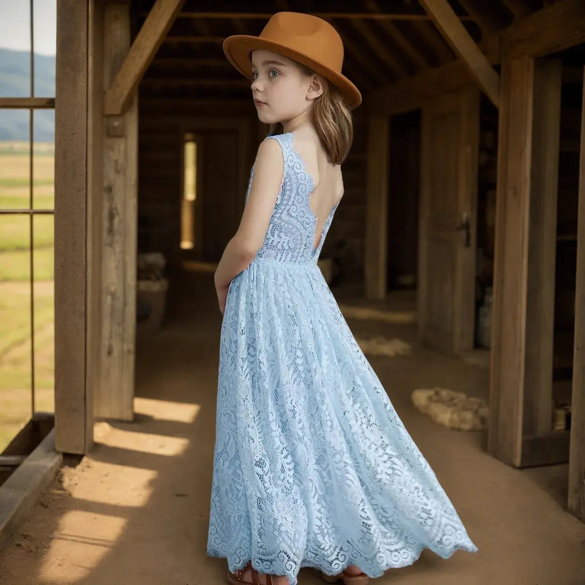 Princess Girls Cotton Lace Party Long Dress Baby Kids Flower Girl Wedding Birthday Children Clothing Natalia Home Fashion Natalia Home Fashion