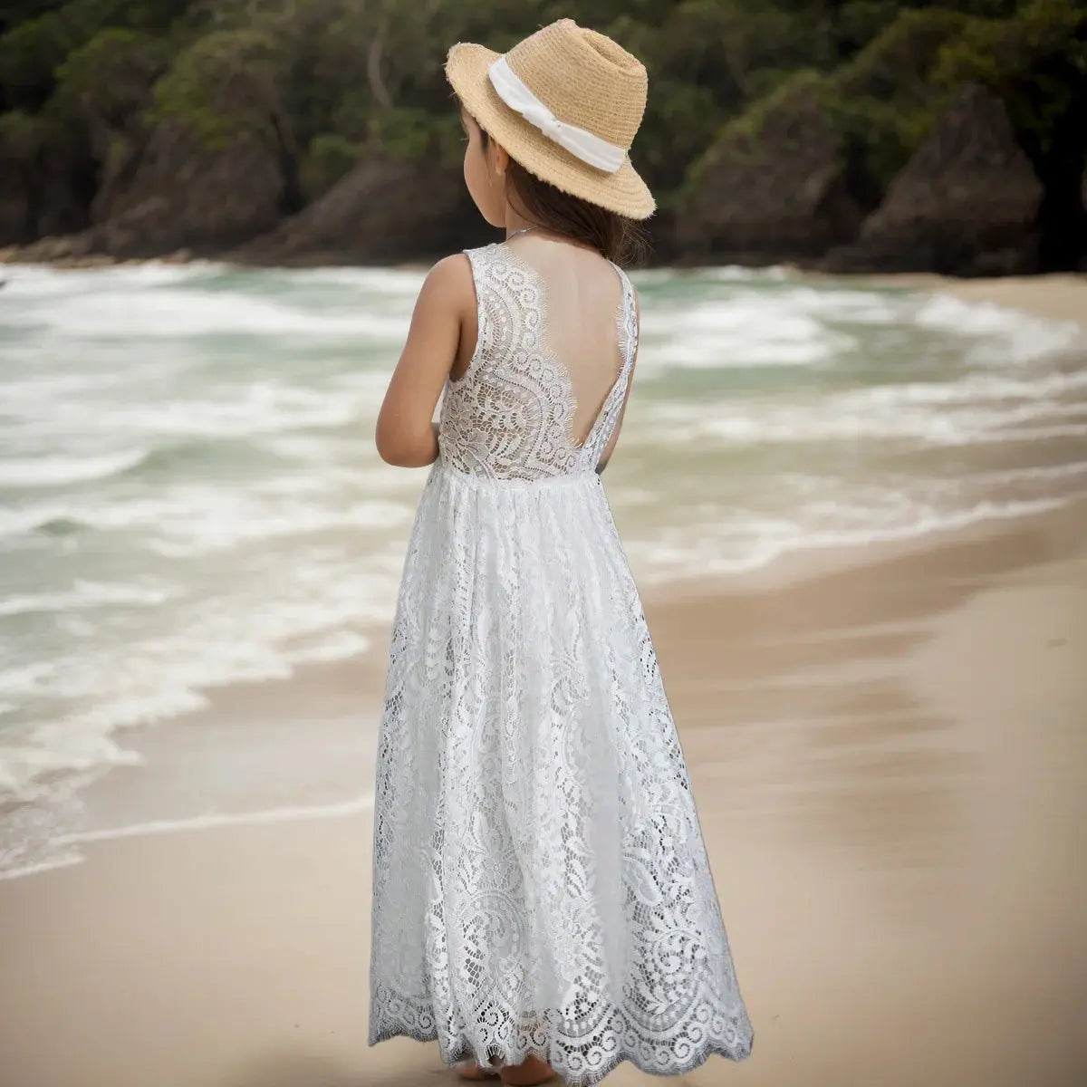 Princess Girls Cotton Lace Party Long Dress Baby Kids Flower Girl Wedding Birthday Children Clothing Natalia Home Fashion Natalia Home Fashion