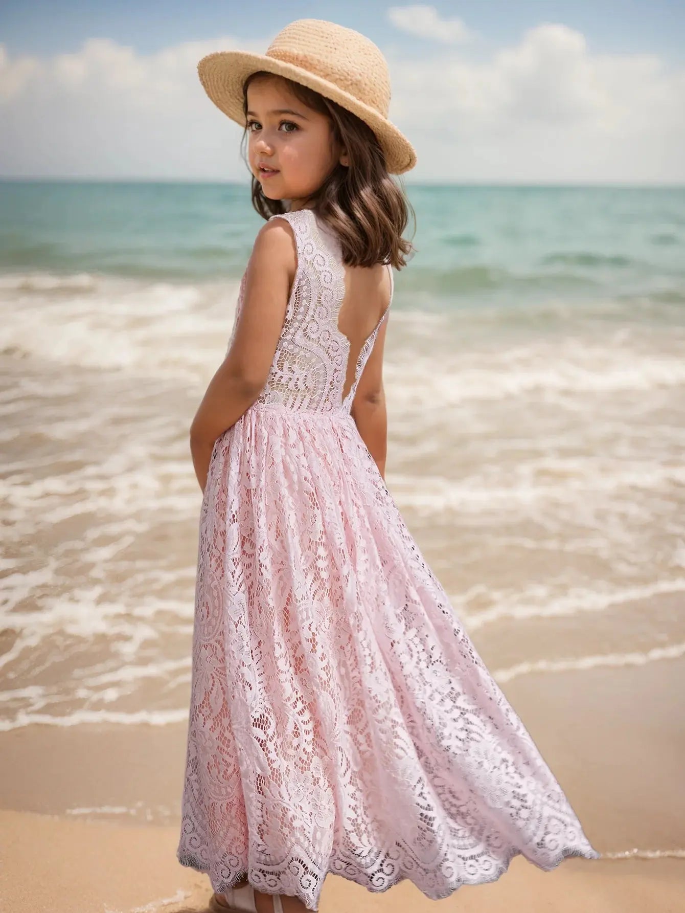 Princess Girls Cotton Lace Party Long Dress Baby Kids Flower Girl Wedding Birthday Children Clothing Natalia Home Fashion Natalia Home Fashion